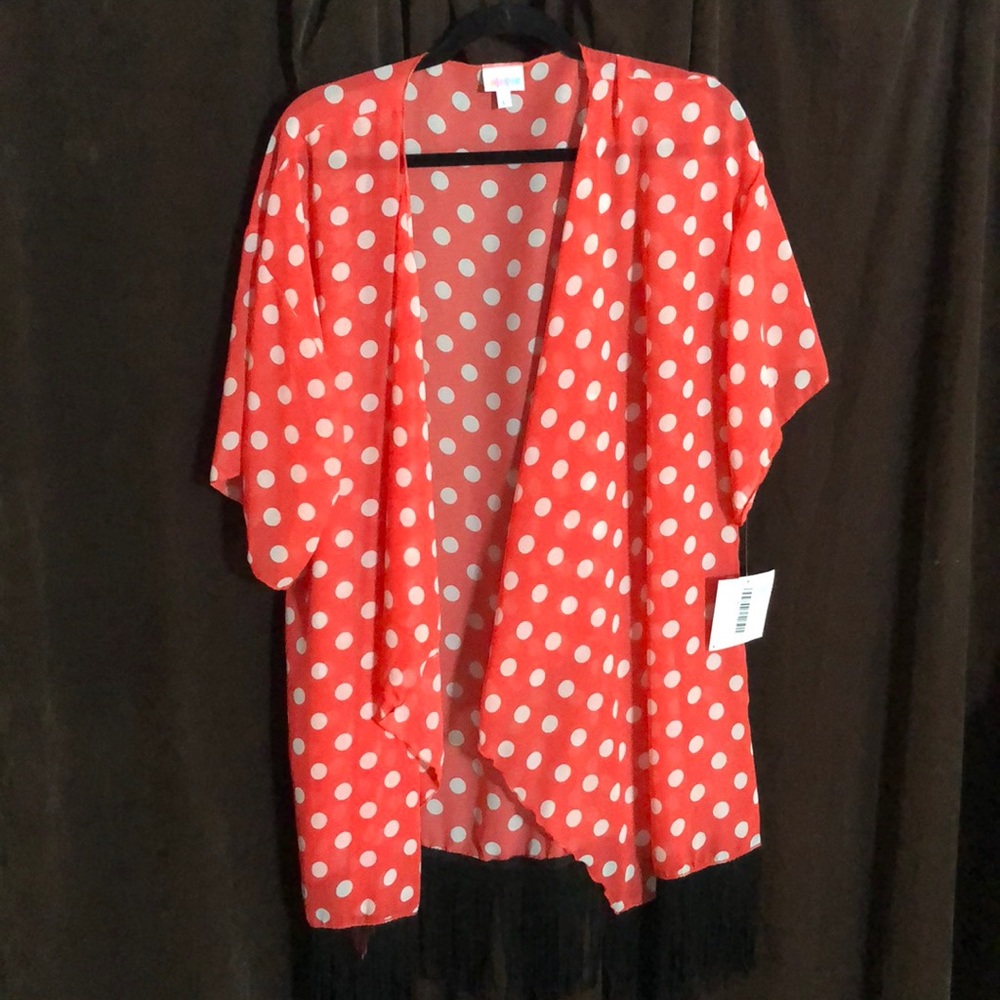 LuLaRoe Monroe red and white polka dot